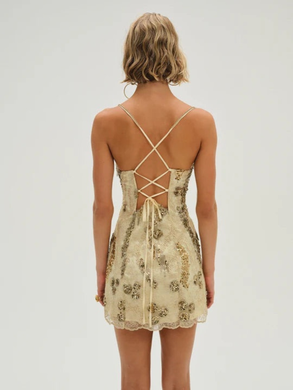 For Love And Lemons Opal Gold Mini Dress Size XS NWT - Picture 2 of 2